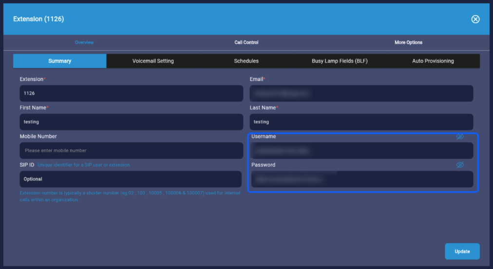 Snom extension configuration